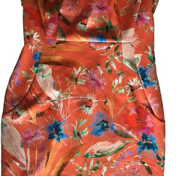 CALVIN KLEIN Scuba Ponte Orange Floral Sleeveless Exp. Zipper NWT SZ 8 MSRP $134 - Picture 3 of 9